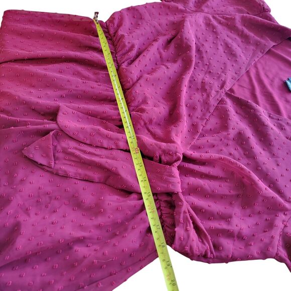 City Chic Womens Tiered Mini Cocktail Faux Wrap Dress Plus 16 S Red Burgundy - Picture 7 of 11